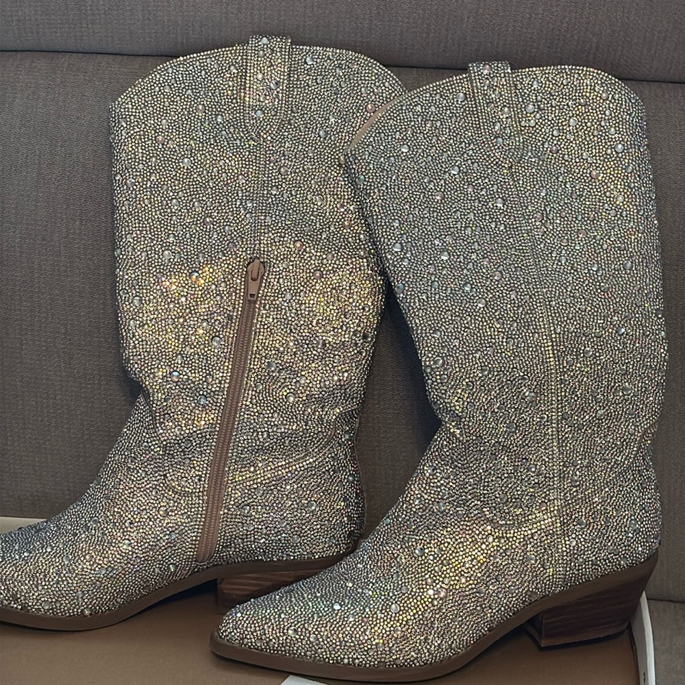 Betsy Johnson Dalas Rhinestone Cowgirl Boots 9.5